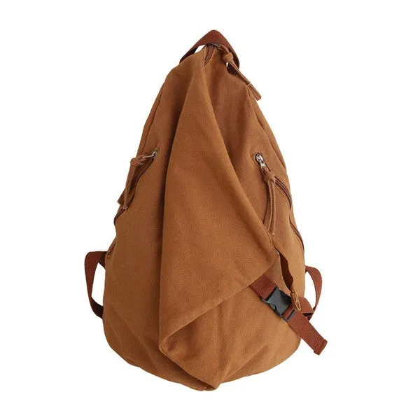 Stylish Asymmetric Canvas Fold-Over Backpack with Adjustable Straps