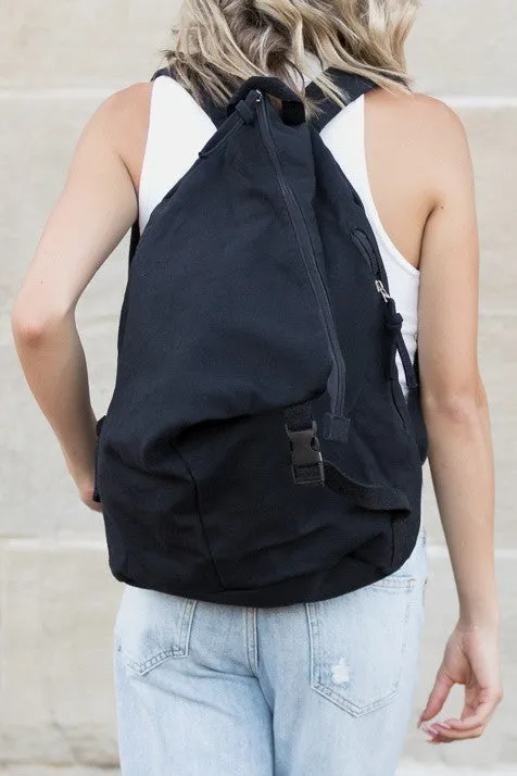 Stylish Asymmetric Canvas Fold-Over Backpack with Adjustable Straps