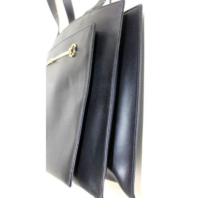Tom Ford era, Gucci, Horse-bit style, black glossy leather, large satchel style shoulder purse with multiple compartments