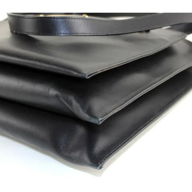 Tom Ford era, Gucci, Horse-bit style, black glossy leather, large satchel style shoulder purse with multiple compartments