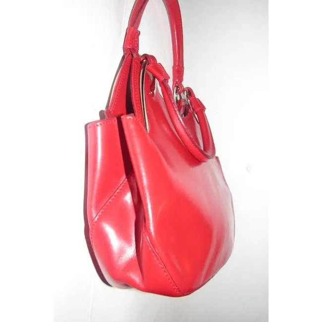 Tosca Blu Satcheldesigner Purses Red Leather With Bold Chrome Accents Satchel