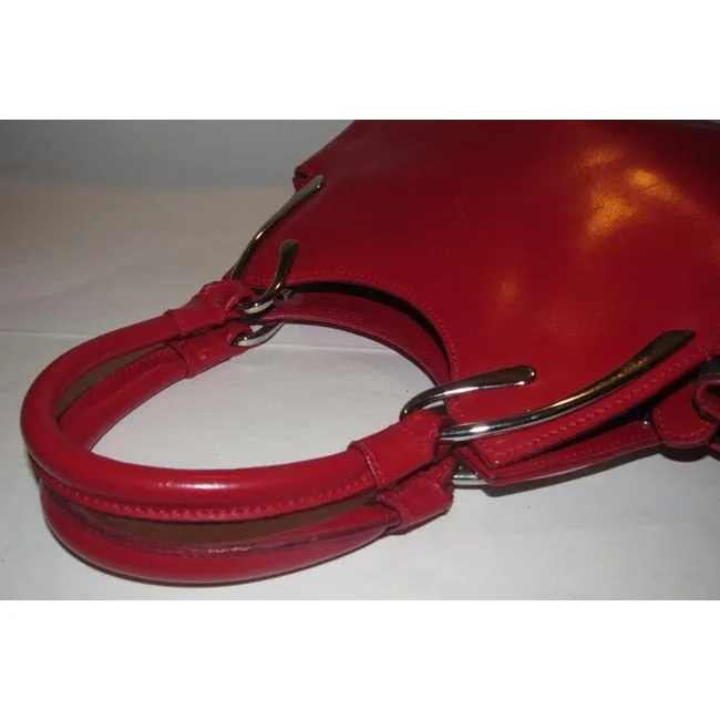 Tosca Blu Satcheldesigner Purses Red Leather With Bold Chrome Accents Satchel