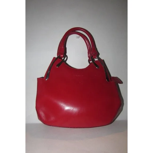 Tosca Blu Satcheldesigner Purses Red Leather With Bold Chrome Accents Satchel