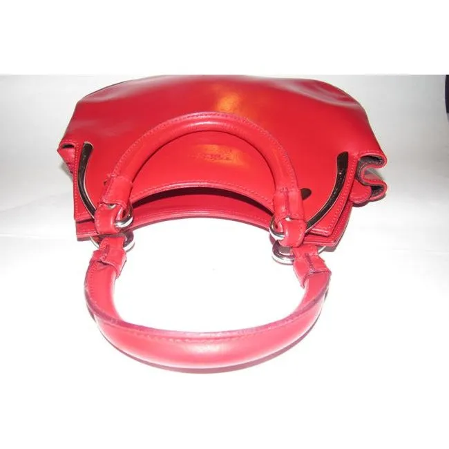 Tosca Blu Satcheldesigner Purses Red Leather With Bold Chrome Accents Satchel