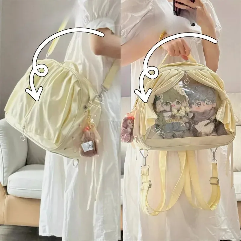 Uakiss Sweet Ita Bag for Women Original Y2k Fashion Curtain Cute Casual Backpack Transparent Kawaii Lolita Jk Female Shoulder Bag