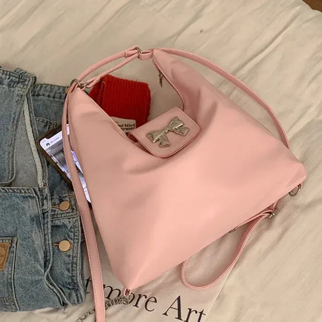 UAKISS  -  Y2k Aesthetic All Match Chic Bow Shoulder Bags Vintage Women Casual Ins Underarm Handbags Fashion Trendy Simple Chain Backpacks