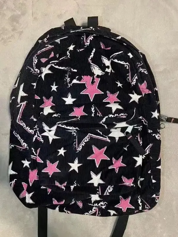 UAKISS  -  Y2k Star Womens Backpack High Street Fashion Mix Colours Backpacks for Ladies Aesthetic Prints Versatile Casual Female Bag